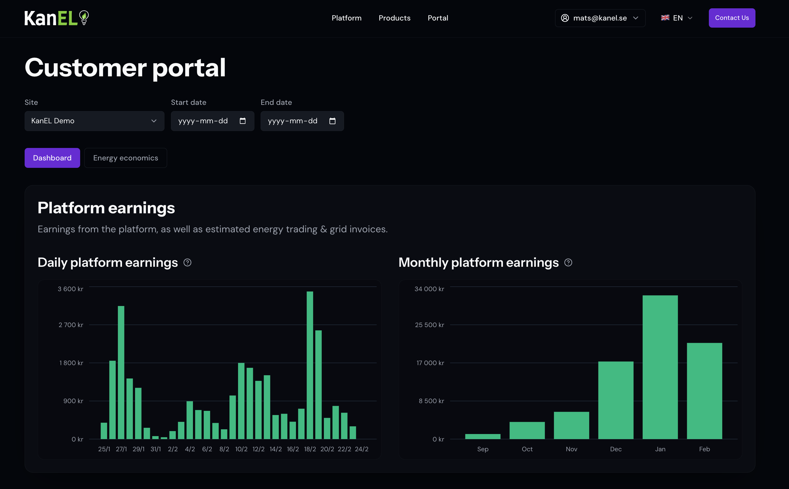 KanEL customer portal shown on a laptop