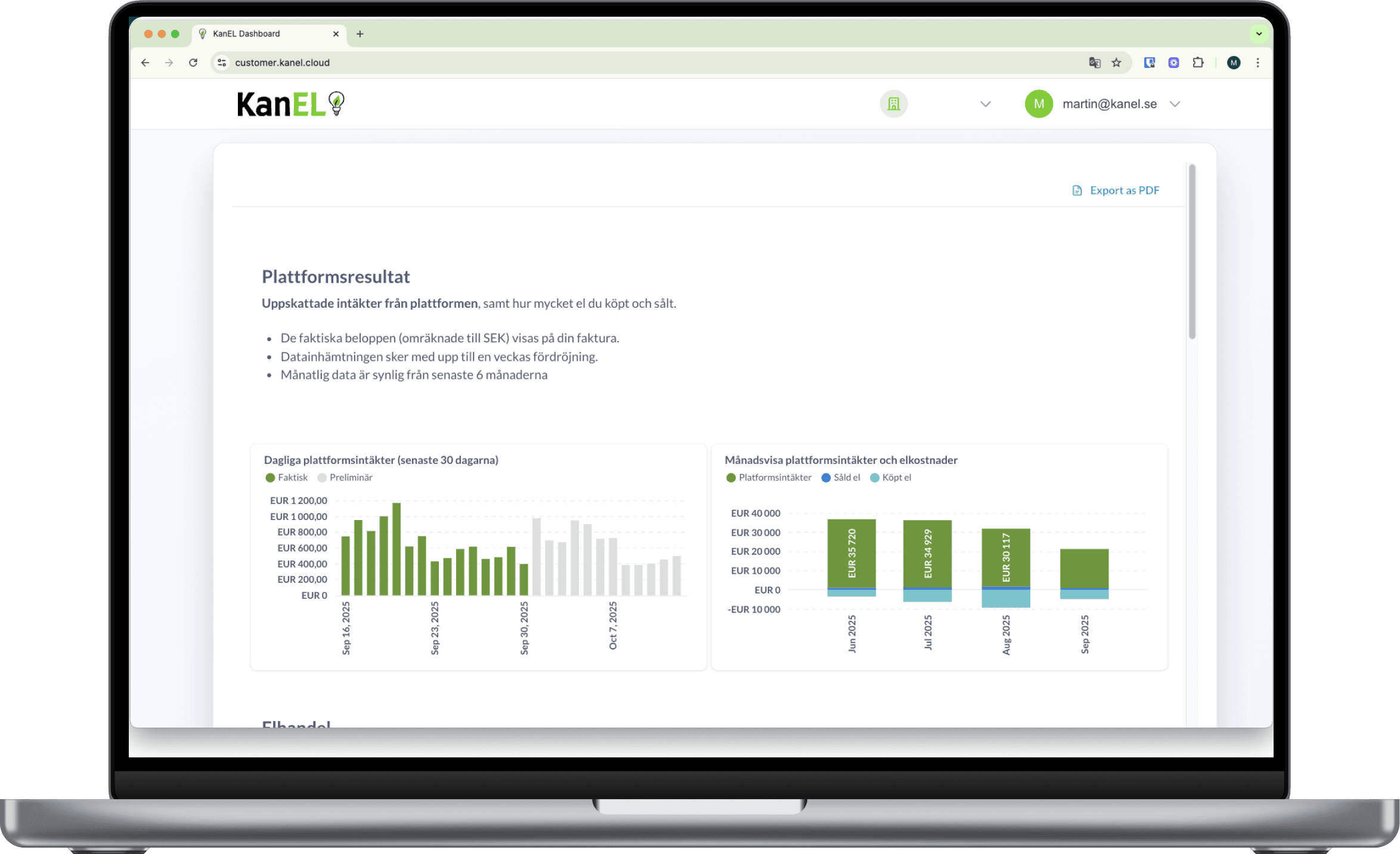KanEL Dashboard Interface